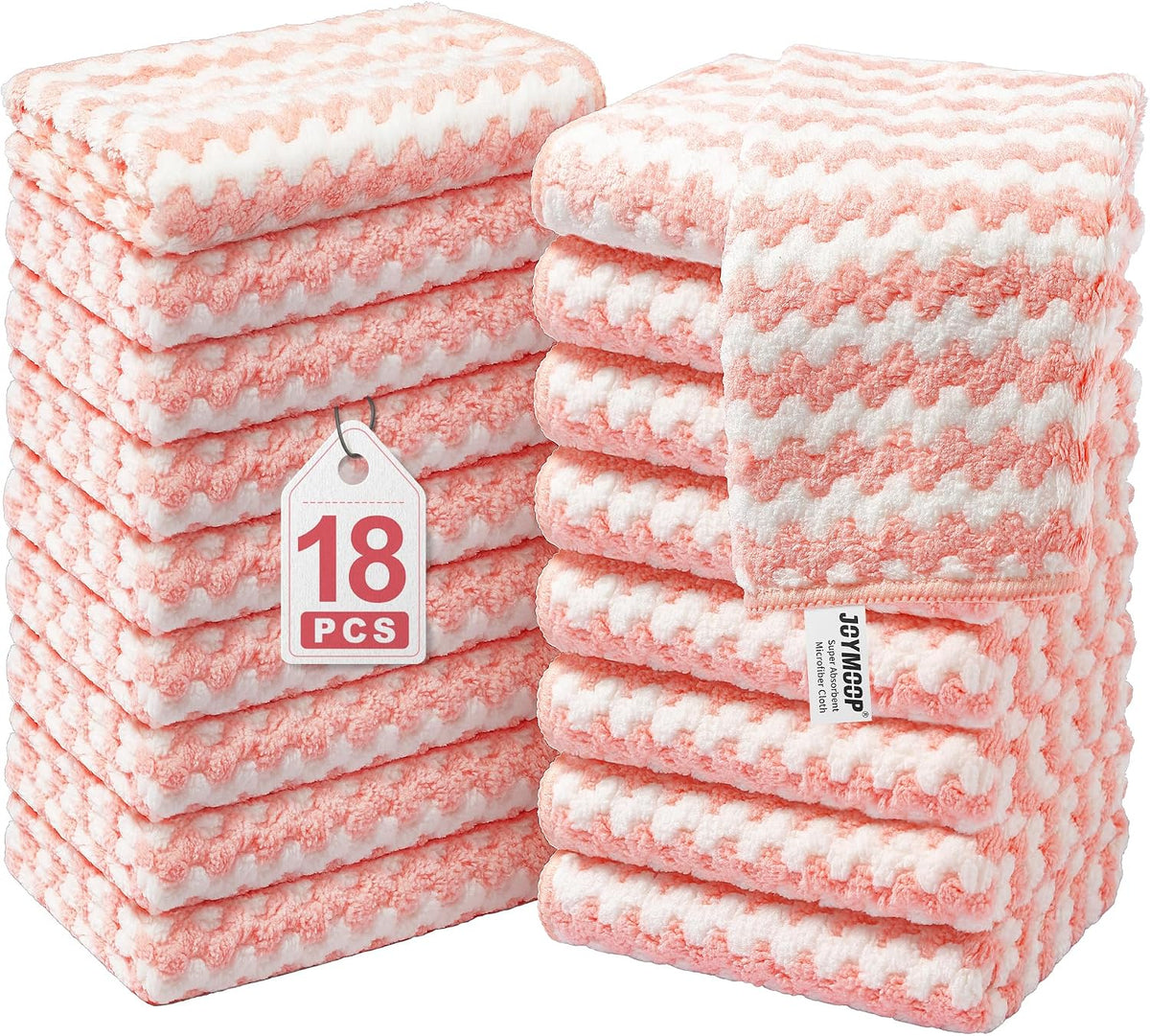 18 Pack Microfiber Cleaning Cloth, Kitchen Towels for Dish Drying Washing, Absorbent Streak Free Lint Free Rags for Cleaning, Reusable and Washable Towels - 10" x 10"