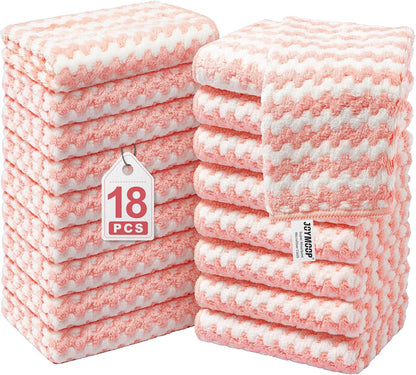 18 Pack Microfiber Cleaning Cloth, Kitchen Towels for Dish Drying Washing, Absorbent Streak Free Lint Free Rags for Cleaning, Reusable and Washable Towels - 10" x 10"