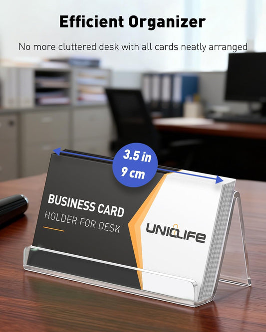 Acrylic Business Card Holder for Desk, 50 Card Capacity