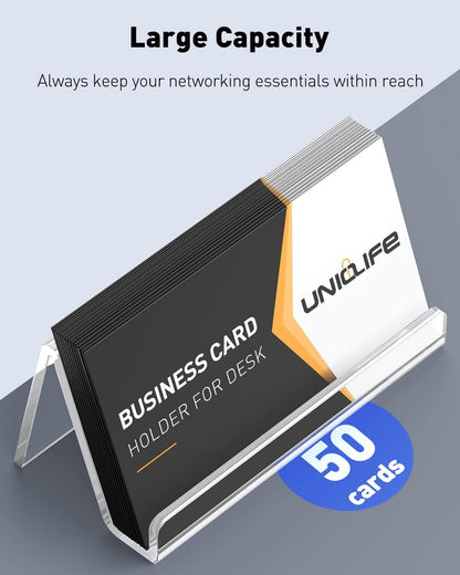 Acrylic Business Card Holder for Desk, 50 Card Capacity