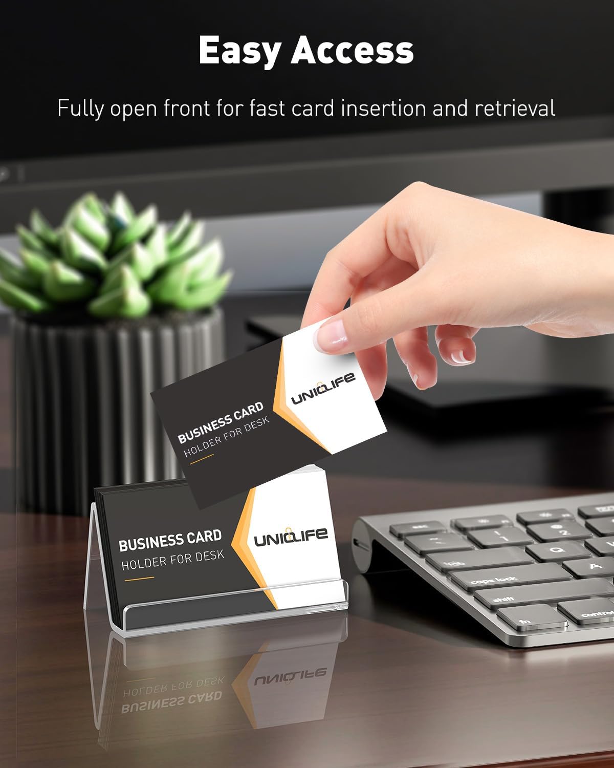 Acrylic Business Card Holder for Desk, 50 Card Capacity