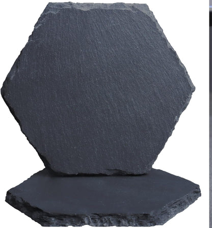 Black Nature Stone Round Coasters Set of 2, Cup Coasters Absorbent Anti-Scratch, Furniture Table Desk Drink Coaster for Office Bar Kitchen Home, Stylish Décor Protects Wood & Glass Surfaces (2 Pack)