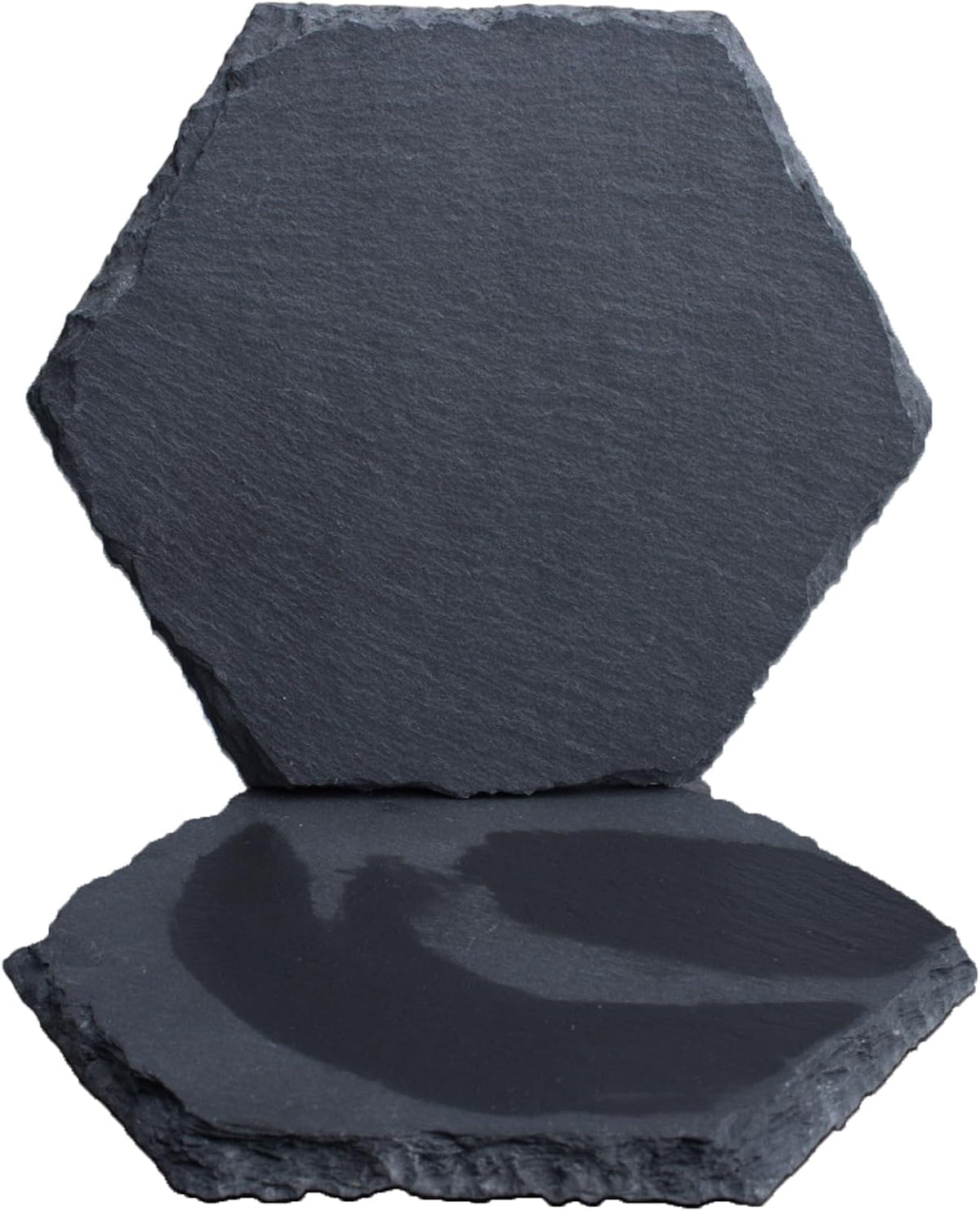 Black Nature Stone Round Coasters Set of 2, Cup Coasters Absorbent Anti-Scratch, Furniture Table Desk Drink Coaster for Office Bar Kitchen Home, Stylish Décor Protects Wood & Glass Surfaces (2 Pack)