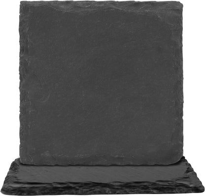 Black Nature Stone Round Coasters Set of 2, Cup Coasters Absorbent Anti-Scratch, Furniture Table Desk Drink Coaster for Office Bar Kitchen Home, Stylish Décor Protects Wood & Glass Surfaces (2 Pack)
