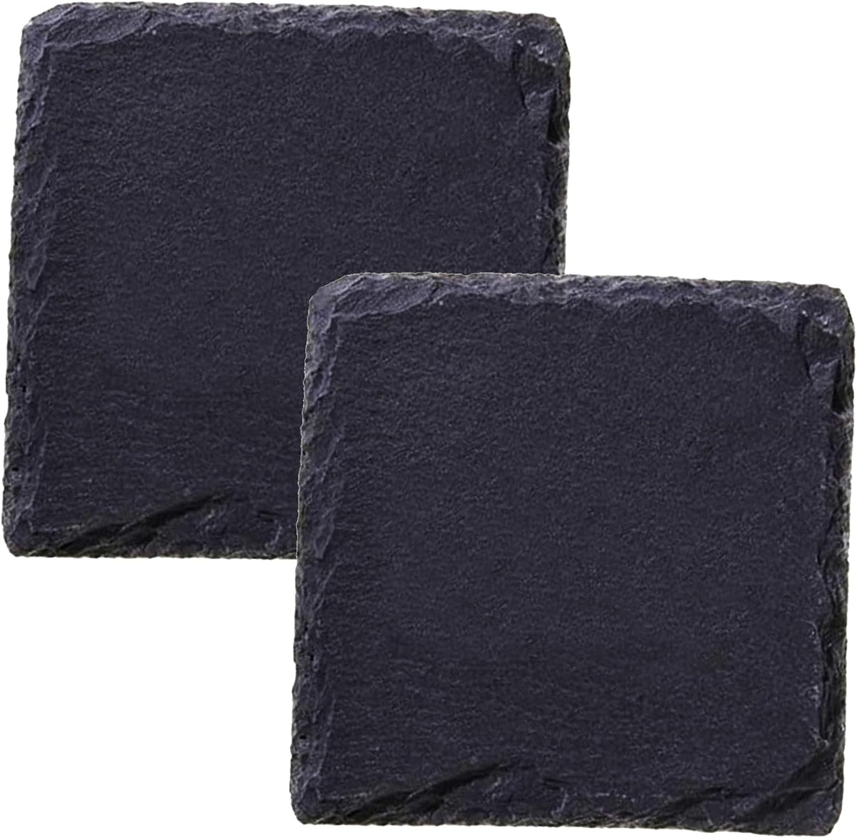 Black Nature Stone Round Coasters Set of 2, Cup Coasters Absorbent Anti-Scratch, Furniture Table Desk Drink Coaster for Office Bar Kitchen Home, Stylish Décor Protects Wood & Glass Surfaces (2 Pack)
