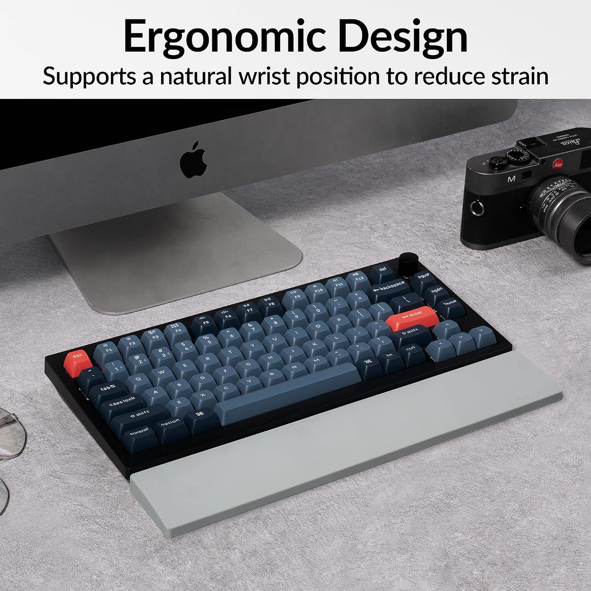 Silicone Wrist Rest for K10 Pro / K10 Max/ K10 HE / Q6 / Q6 Pro / Q6 Max / Q6 HE / V6 / V6 Max, 17.6" Non-Slip Palm Rest, 100% Full-Sized Mechanical Keyboards Support with Typing Pain Relief