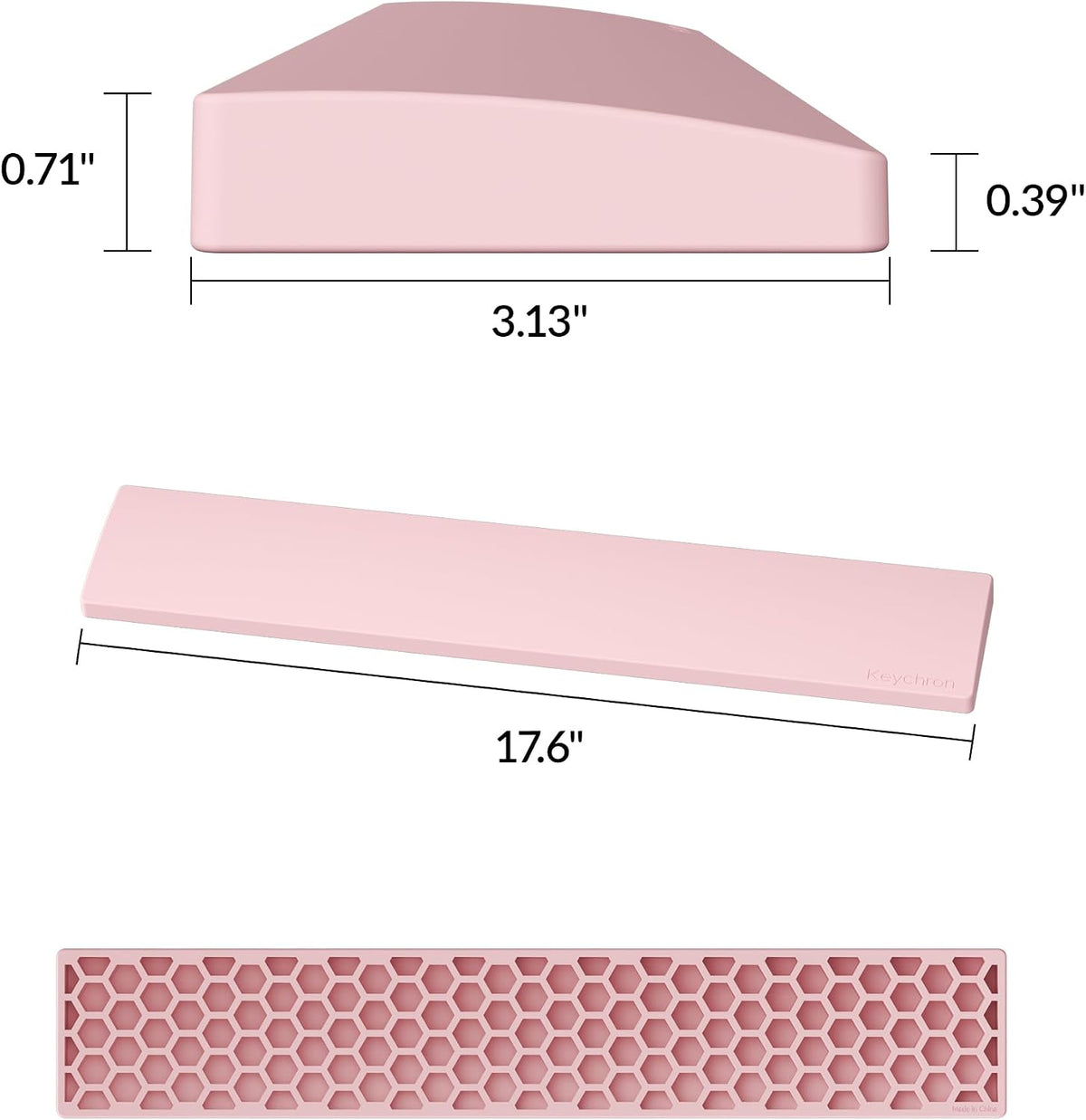 Silicone Wrist Rest for K10 Pro / K10 Max/ K10 HE / Q6 / Q6 Pro / Q6 Max / Q6 HE / V6 / V6 Max, 17.6" Non-Slip Palm Rest, 100% Full-Sized Mechanical Keyboards Support with Typing Pain Relief