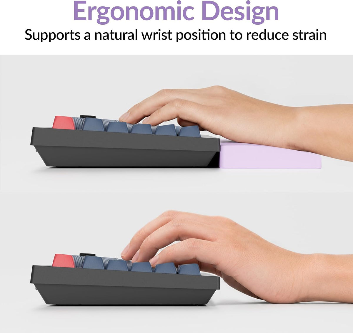 Silicone Wrist Rest for K10 Pro / K10 Max/ K10 HE / Q6 / Q6 Pro / Q6 Max / Q6 HE / V6 / V6 Max, 17.6" Non-Slip Palm Rest, 100% Full-Sized Mechanical Keyboards Support with Typing Pain Relief