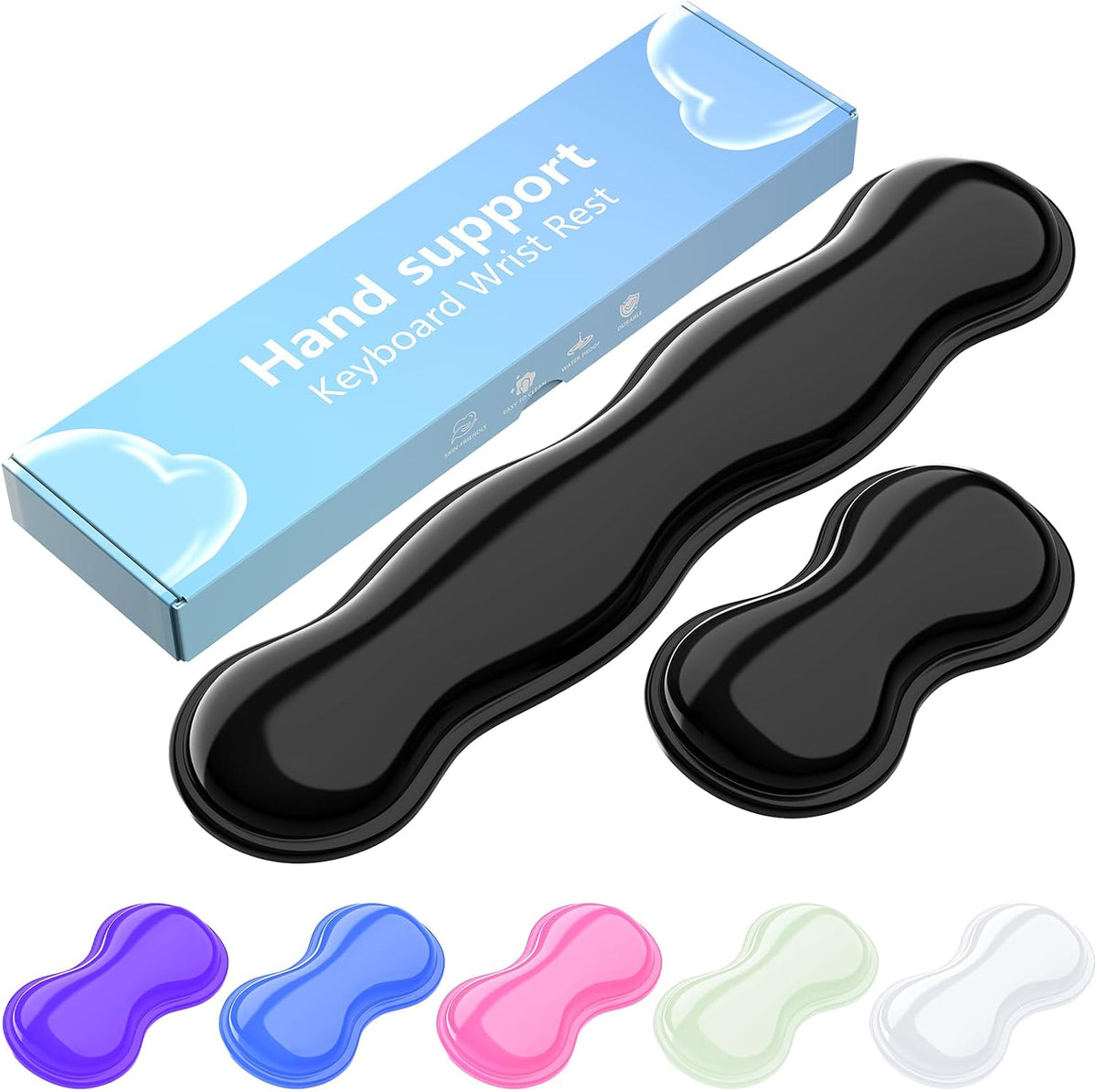 Gel Keyboard and Mouse Wrist Rest Set, Comfort Ergonomic Wrist Support, for Wrist Pain Relief, Computer Keyboard Wrist Rest (Transparent)