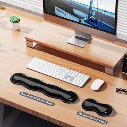 Gel Keyboard and Mouse Wrist Rest Set, Comfort Ergonomic Wrist Support, for Wrist Pain Relief, Computer Keyboard Wrist Rest (Transparent)