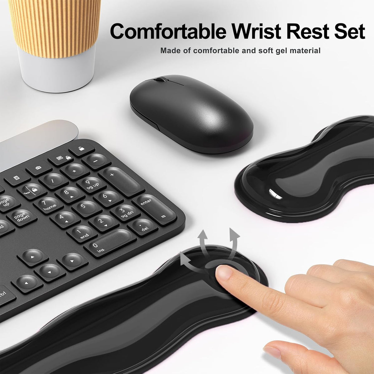 Gel Keyboard and Mouse Wrist Rest Set, Comfort Ergonomic Wrist Support, for Wrist Pain Relief, Computer Keyboard Wrist Rest (Transparent)