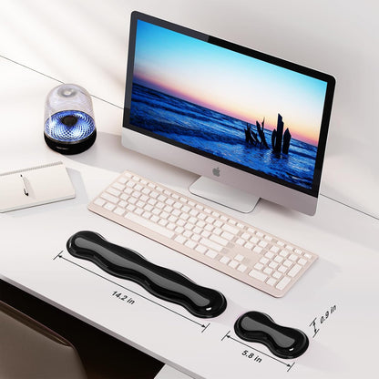 Gel Keyboard and Mouse Wrist Rest Set, Comfort Ergonomic Wrist Support, for Wrist Pain Relief, Computer Keyboard Wrist Rest (Transparent)