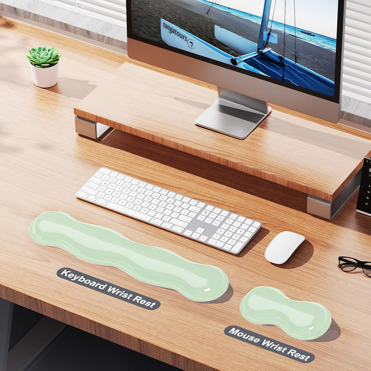 Gel Keyboard and Mouse Wrist Rest Set, Comfort Ergonomic Wrist Support, for Wrist Pain Relief, Computer Keyboard Wrist Rest (Transparent)