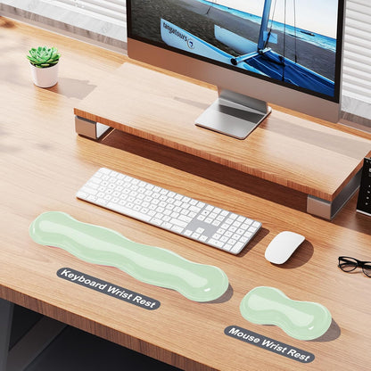 Gel Keyboard and Mouse Wrist Rest Set, Comfort Ergonomic Wrist Support, for Wrist Pain Relief, Computer Keyboard Wrist Rest (Transparent)