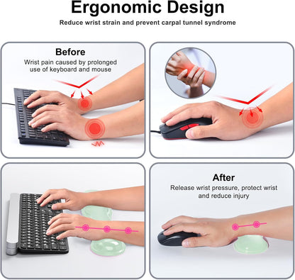 Gel Keyboard and Mouse Wrist Rest Set, Comfort Ergonomic Wrist Support, for Wrist Pain Relief, Computer Keyboard Wrist Rest (Transparent)