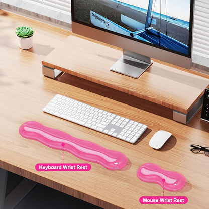 Gel Keyboard and Mouse Wrist Rest Set, Comfort Ergonomic Wrist Support, for Wrist Pain Relief, Computer Keyboard Wrist Rest (Transparent)