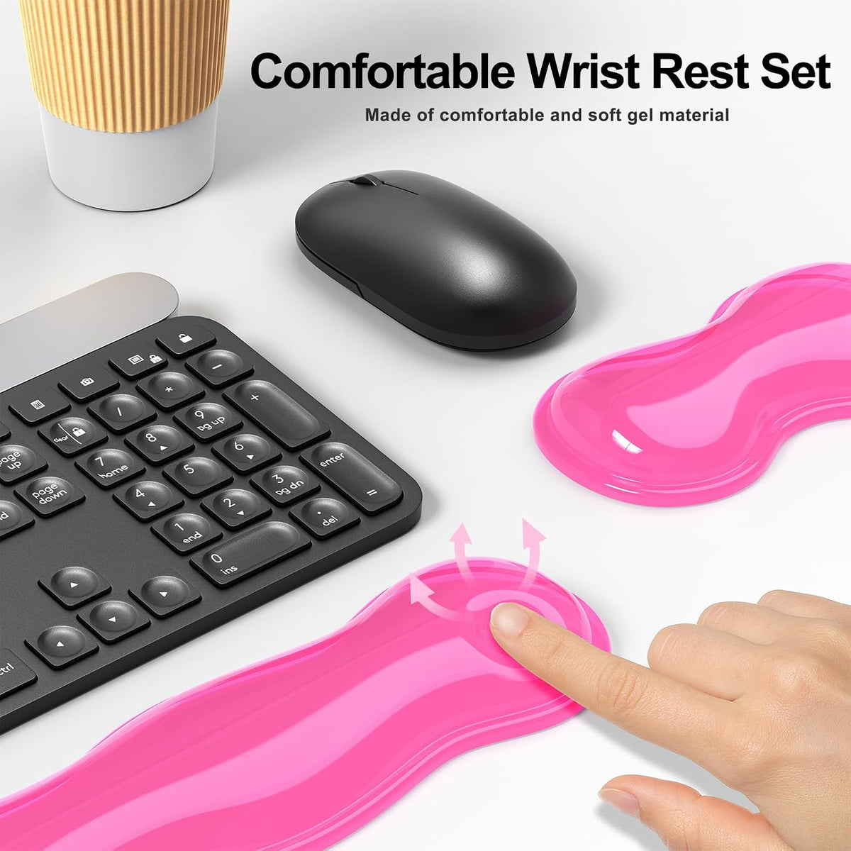 Gel Keyboard and Mouse Wrist Rest Set, Comfort Ergonomic Wrist Support, for Wrist Pain Relief, Computer Keyboard Wrist Rest (Transparent)