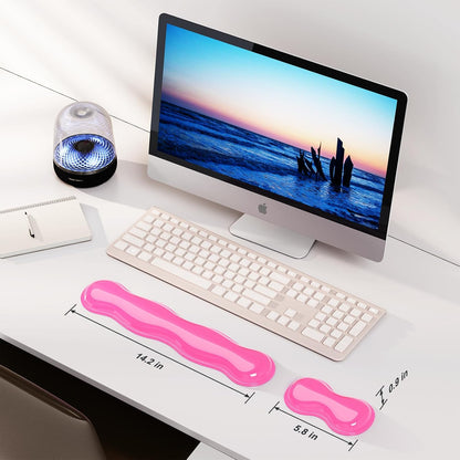 Gel Keyboard and Mouse Wrist Rest Set, Comfort Ergonomic Wrist Support, for Wrist Pain Relief, Computer Keyboard Wrist Rest (Transparent)