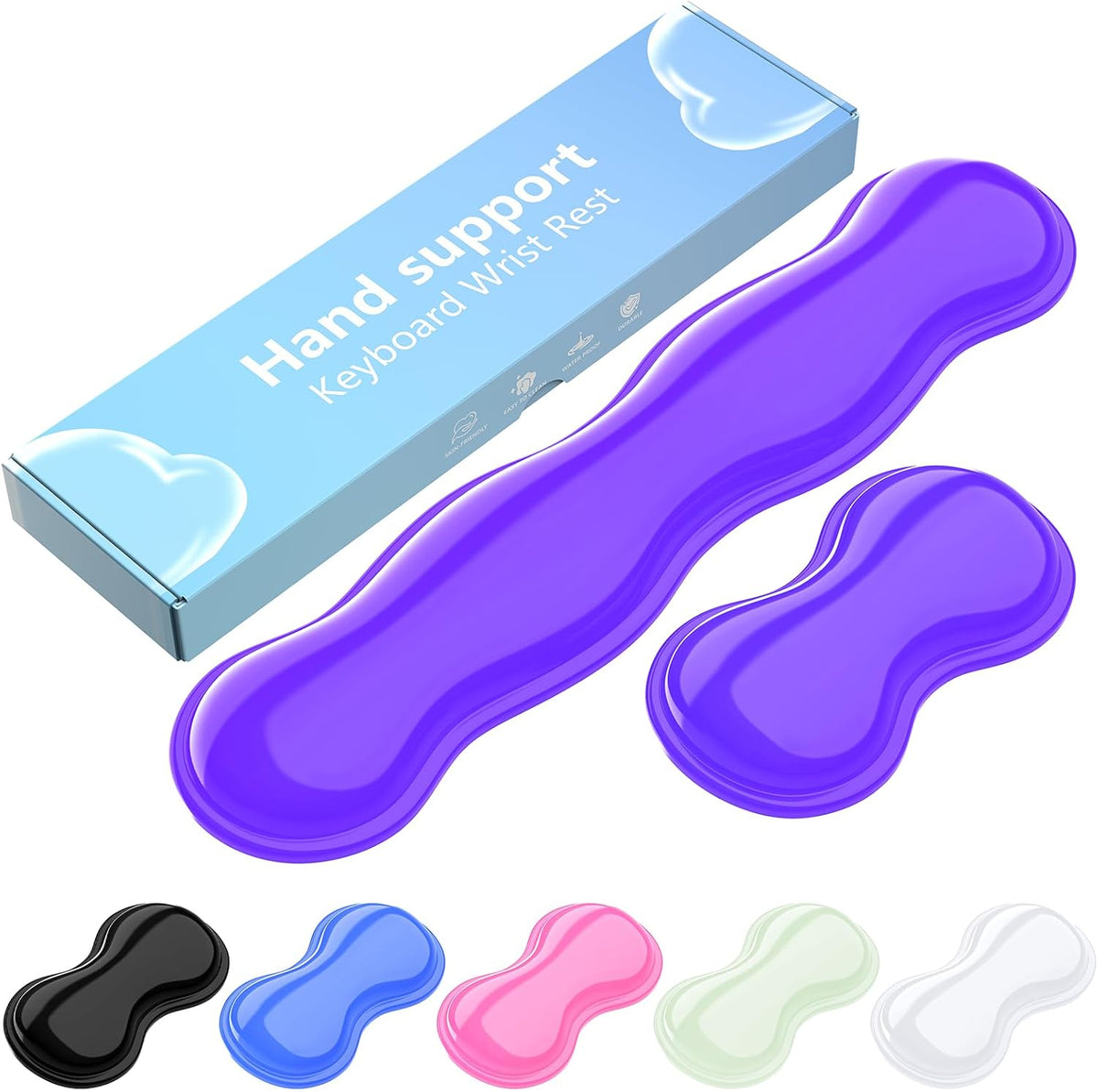 Gel Keyboard and Mouse Wrist Rest Set, Comfort Ergonomic Wrist Support, for Wrist Pain Relief, Computer Keyboard Wrist Rest (Transparent)