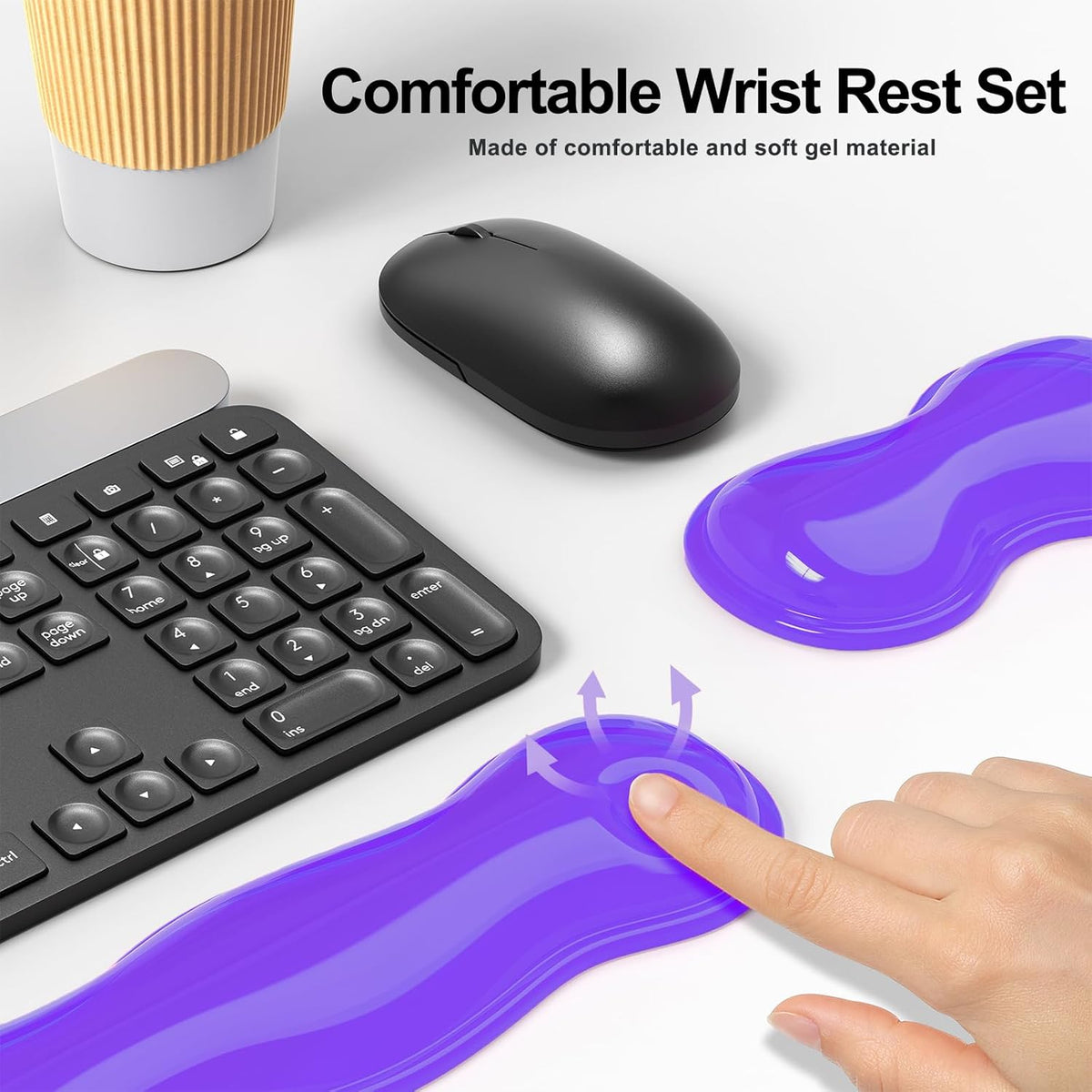 Gel Keyboard and Mouse Wrist Rest Set, Comfort Ergonomic Wrist Support, for Wrist Pain Relief, Computer Keyboard Wrist Rest (Transparent)