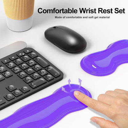 Gel Keyboard and Mouse Wrist Rest Set, Comfort Ergonomic Wrist Support, for Wrist Pain Relief, Computer Keyboard Wrist Rest (Transparent)