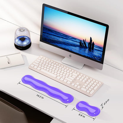 Gel Keyboard and Mouse Wrist Rest Set, Comfort Ergonomic Wrist Support, for Wrist Pain Relief, Computer Keyboard Wrist Rest (Transparent)
