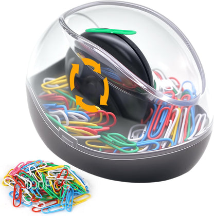 Paper Clip Holder, Mecyfaty Magnetic Paper Clips Dispenser Holder with Colorful Paperclips 100pcs, Upgraded Magnetic Design, Black Paperclip Holders for Desk School Office Supplies Organizer Accessory