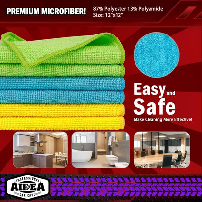 AIDEA Microfiber Cleaning Cloth-50PK, Microfiber Towels for Cars, 12"×12"