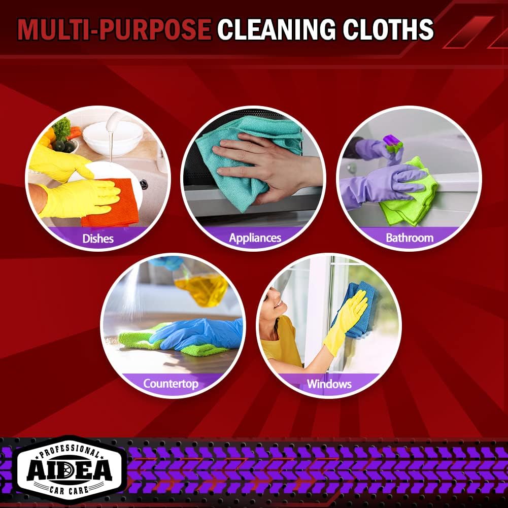 AIDEA Microfiber Cleaning Cloth-50PK, Microfiber Towels for Cars, 12"×12"
