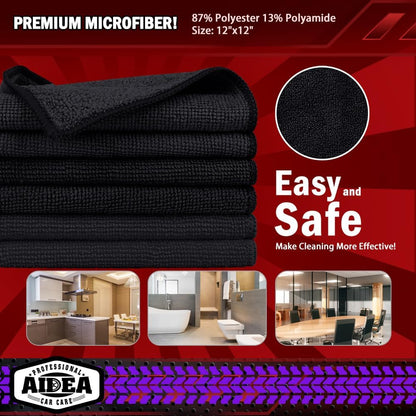 AIDEA Microfiber Cleaning Cloth-50PK, Microfiber Towels for Cars, 12"×12"