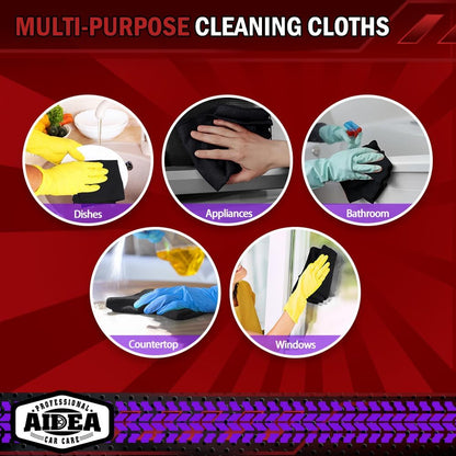 AIDEA Microfiber Cleaning Cloth-50PK, Microfiber Towels for Cars, 12"×12"