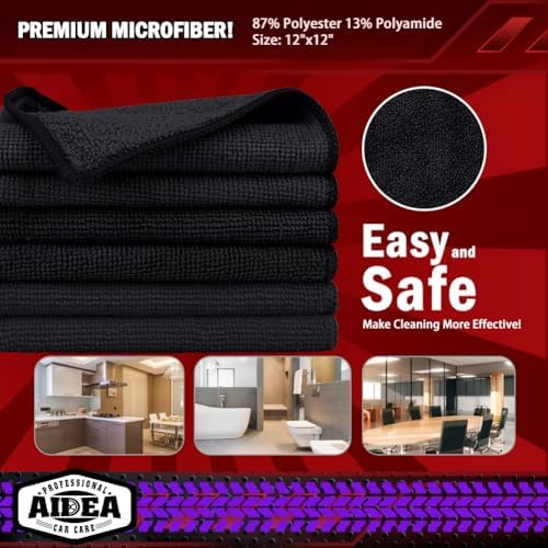 AIDEA Microfiber Cleaning Cloth-50PK, Microfiber Towels for Cars, 12"×12"