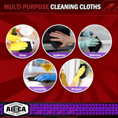 AIDEA Microfiber Cleaning Cloth-50PK, Microfiber Towels for Cars, 12"×12"