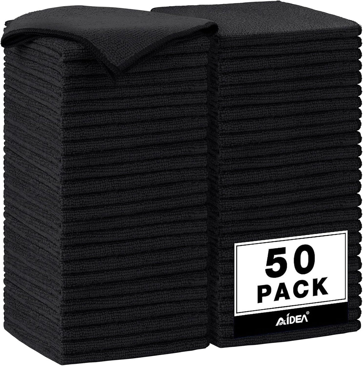 AIDEA Microfiber Cleaning Cloth-50PK, Microfiber Towels for Cars, 12"×12"