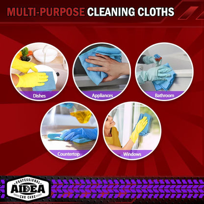 AIDEA Microfiber Cleaning Cloth-50PK, Microfiber Towels for Cars, 12"×12"