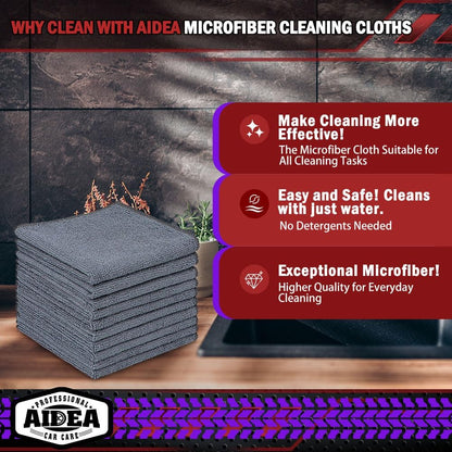 AIDEA Microfiber Cleaning Cloth-50PK, Microfiber Towels for Cars, 12"×12"