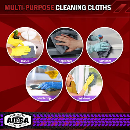 AIDEA Microfiber Cleaning Cloth-50PK, Microfiber Towels for Cars, 12"×12"