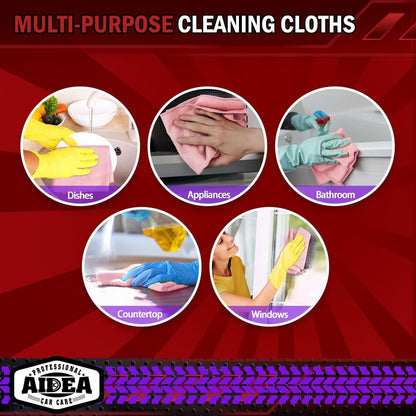 AIDEA Microfiber Cleaning Cloth-50PK, Microfiber Towels for Cars, 12"×12"