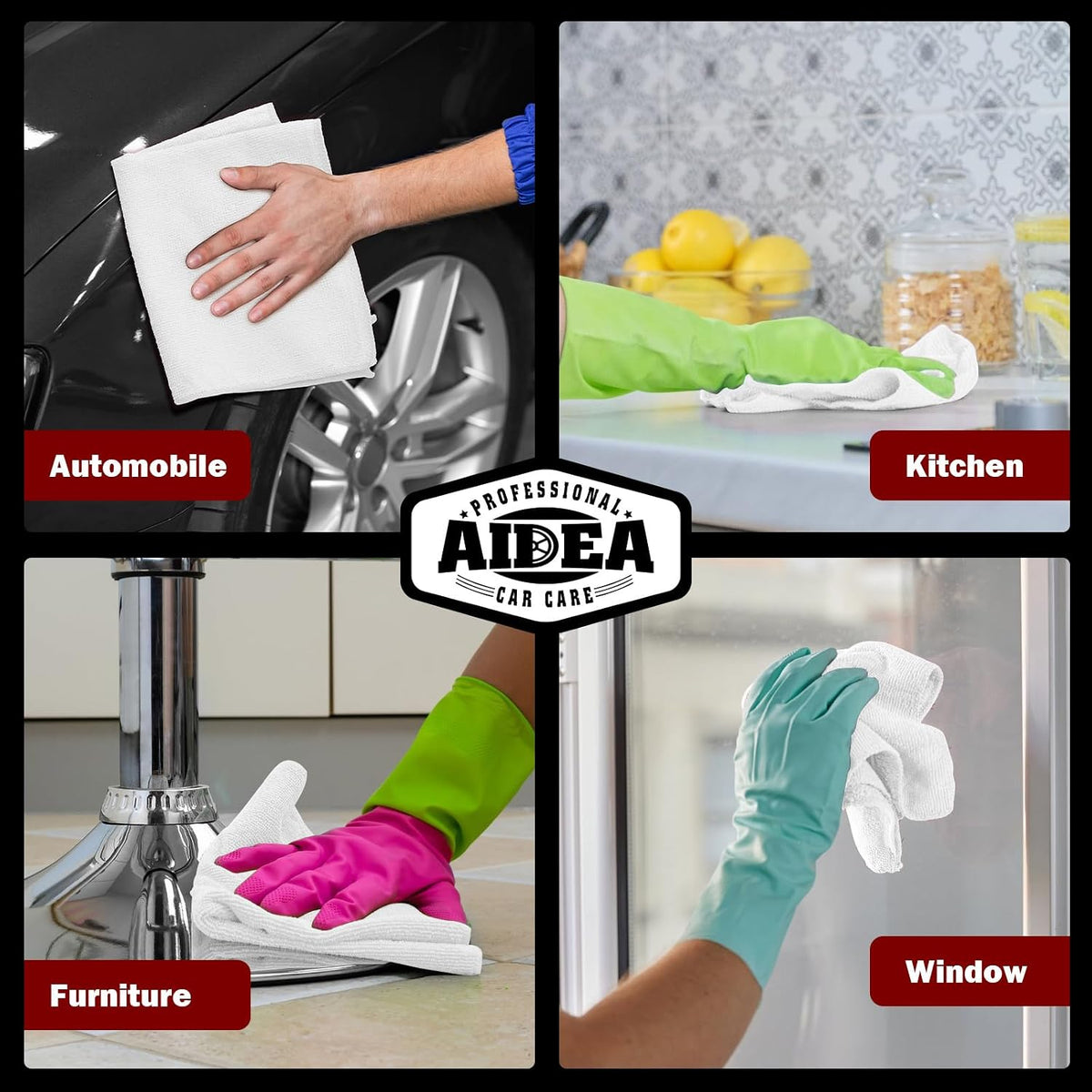 AIDEA Microfiber Cleaning Cloth-50PK, Microfiber Towels for Cars, 12"×12"