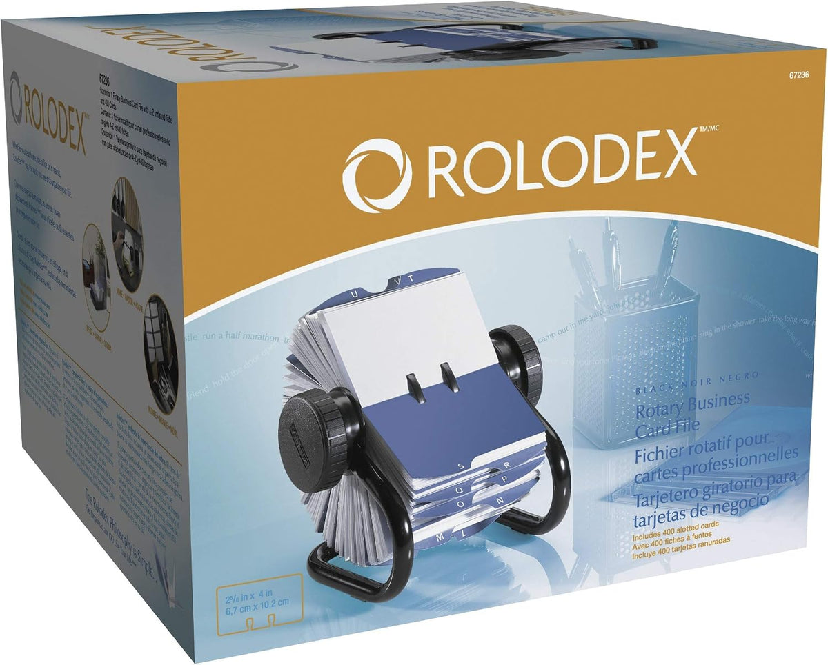 Rotary Business Card File, 400-Card Capacity, Black
