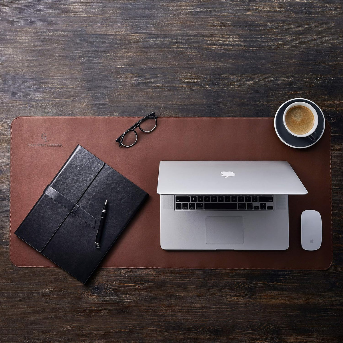 Desk Mat, Office Writing Desk Pad, Large 36" x 17" Dark Brown, for Top of Desks, Gift Ready Elegant Computer Desk Cover Protector PU Leather