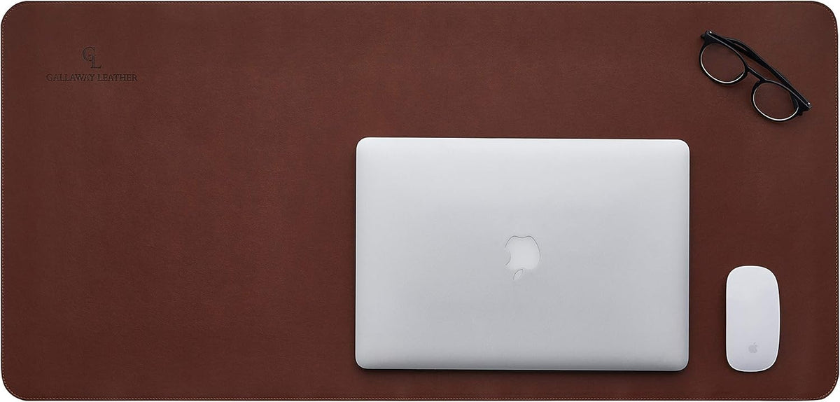 Desk Mat, Office Writing Desk Pad, Large 36" x 17" Dark Brown, for Top of Desks, Gift Ready Elegant Computer Desk Cover Protector PU Leather