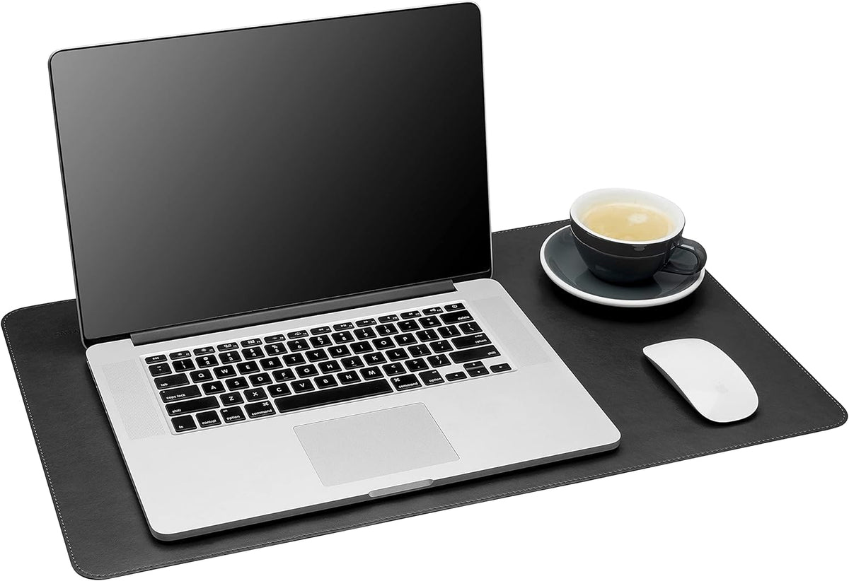 Desk Mat, Office Writing Desk Pad, Large 36" x 17" Dark Brown, for Top of Desks, Gift Ready Elegant Computer Desk Cover Protector PU Leather