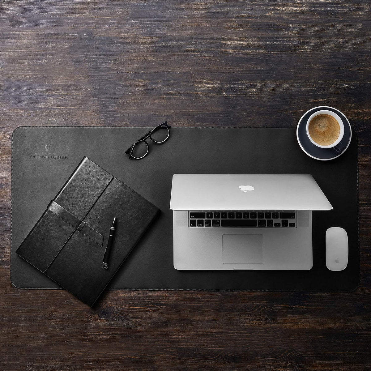 Desk Mat, Office Writing Desk Pad, Large 36" x 17" Dark Brown, for Top of Desks, Gift Ready Elegant Computer Desk Cover Protector PU Leather