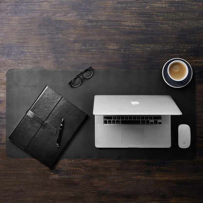 Desk Mat, Office Writing Desk Pad, Large 36" x 17" Dark Brown, for Top of Desks, Gift Ready Elegant Computer Desk Cover Protector PU Leather