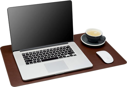 Desk Mat, Office Writing Desk Pad, Large 36" x 17" Dark Brown, for Top of Desks, Gift Ready Elegant Computer Desk Cover Protector PU Leather