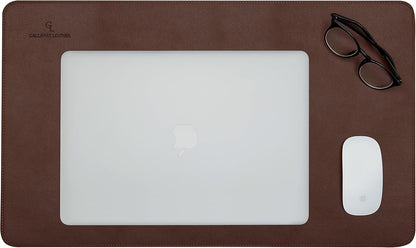 Desk Mat, Office Writing Desk Pad, Large 36" x 17" Dark Brown, for Top of Desks, Gift Ready Elegant Computer Desk Cover Protector PU Leather