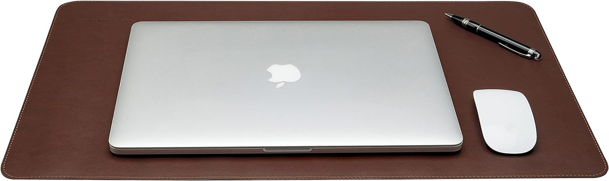 Desk Mat, Office Writing Desk Pad, Large 36" x 17" Dark Brown, for Top of Desks, Gift Ready Elegant Computer Desk Cover Protector PU Leather