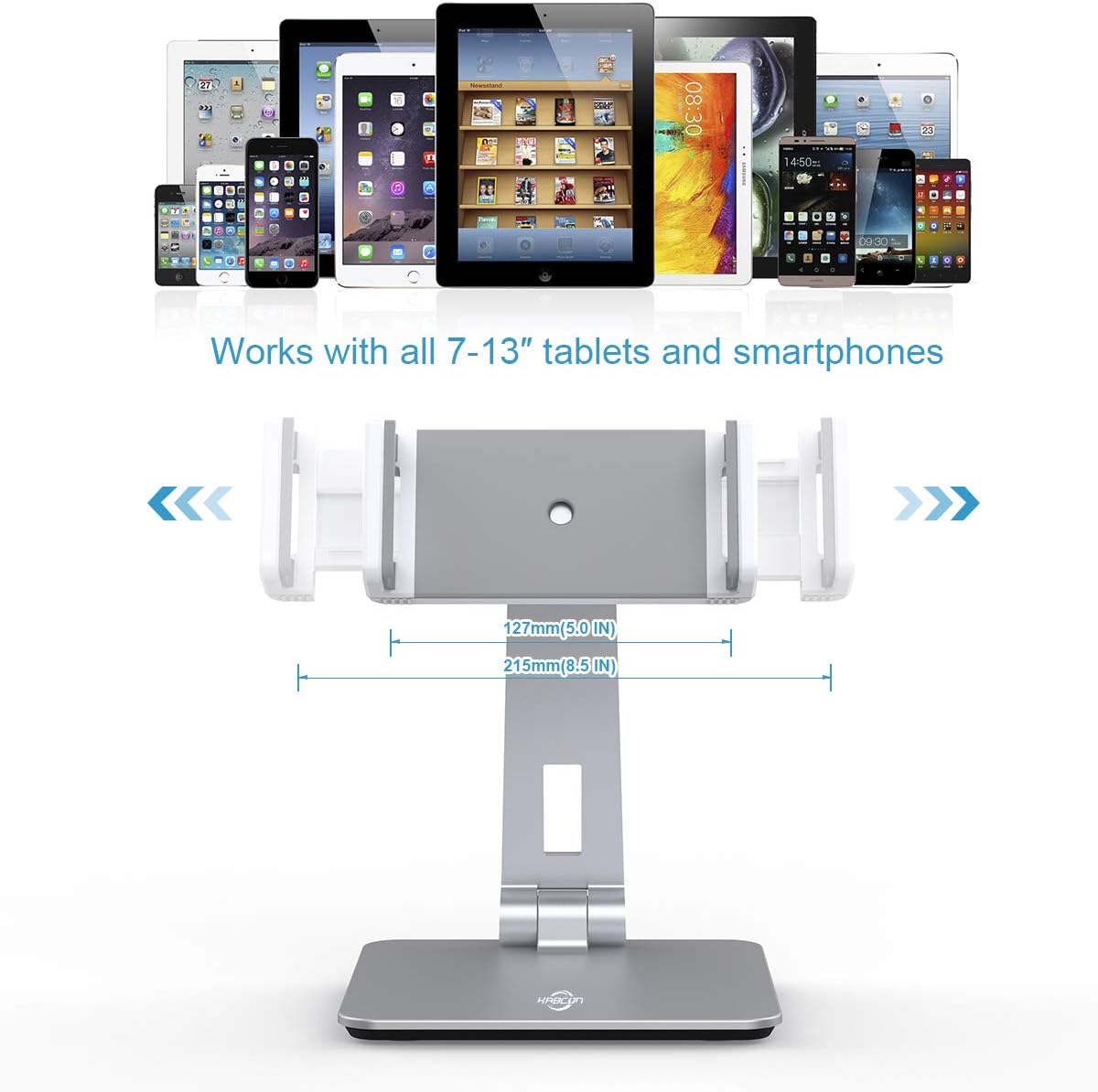 Tablet Stand Holder, Tightness Adjustable Multi-Angle Foldable Eye-Level Aluminum Solid Tablets Stands Dock for 4''-14''Tablets/Phone, iPad Series,Samsung Galaxy Tabs,Kindle Fire,Etc.