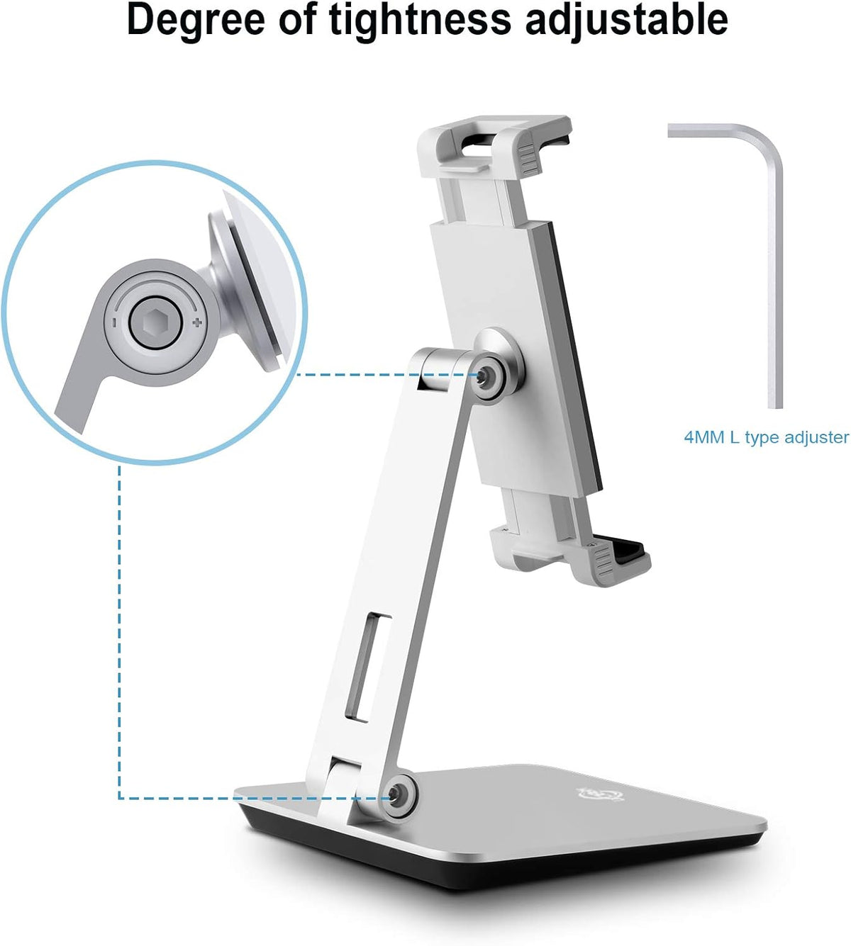 Tablet Stand Holder, Tightness Adjustable Multi-Angle Foldable Eye-Level Aluminum Solid Tablets Stands Dock for 4''-14''Tablets/Phone, iPad Series,Samsung Galaxy Tabs,Kindle Fire,Etc.